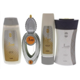Ajmal Wisal Ajándékkészlet, eau de parfum 50ml + testápoló 100ml + tusfürdő 200ml + testpúder 80g - sérült a csomagolása
