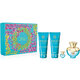 Versace Pour Femme Dylan Turquoise - Eau de toilette 100ml+Eau de toilette 5ml + Testápolo gél 100 ml + 100 ml tusfürdő Ajándékszett, 100ml