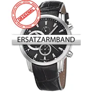 Bossart Replacement Strap Leather BW-1104 Black Silver Clasp