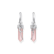 Thomas Sabo CR722-643-9 Silver hoop earrings w. pink crystal pendant & symbols 