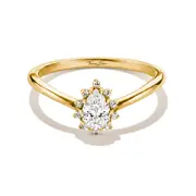 Thomas Sabo TR2479-M01-14-54 Ring with White Teardrop-Shaped Cubic Zirconia for Women, Gold-Plated