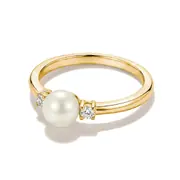 Thomas Sabo TR2370-M01-14-56 Ring with Pearl and White Cubic Zirconia for Women, Gold-Plated